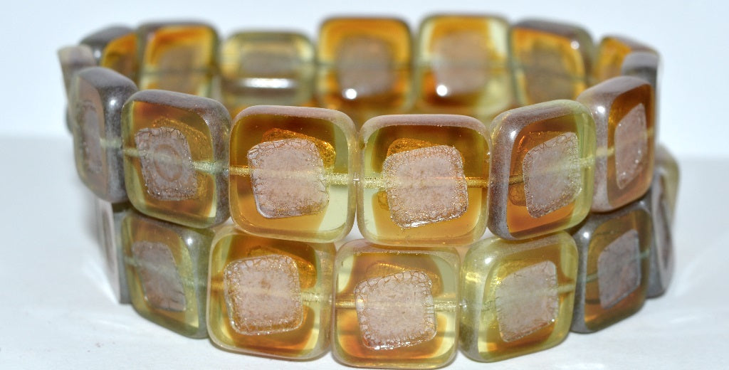 Table Cut Square Beads With Turned Square, 17011 Hematite (17011 14400), Glass, Czech Republic