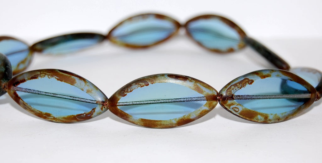 Table Cut Oval Beads, 87311 Travertin (87311 86800), Glass, Czech Republic