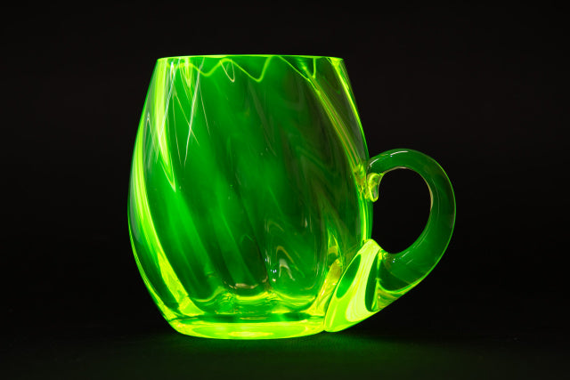 Uranium Glass Tableware (Glow under UV, No hot water) - Beer Glass Twisted, Czech Republic