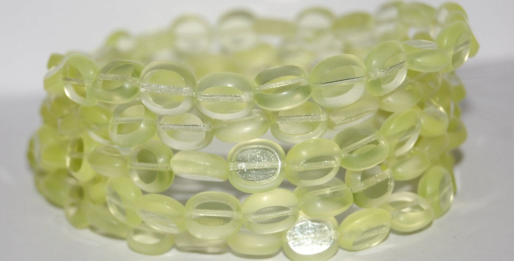Table Cut Round Candy Beads, Transparent Yellow Matte (80130 M), Glass, Czech Republic
