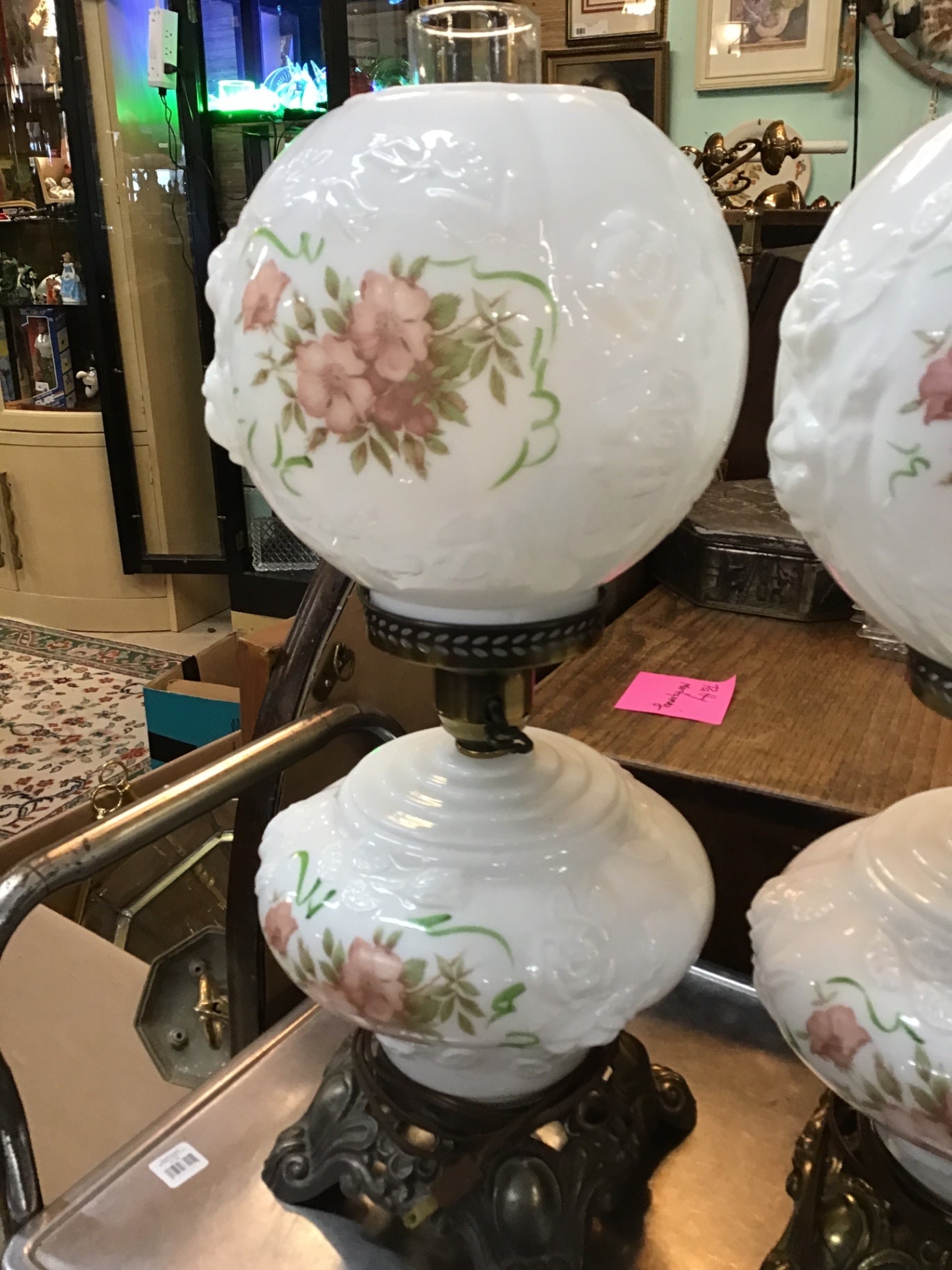 Pair of Fenton Gone With The Wind Lamps