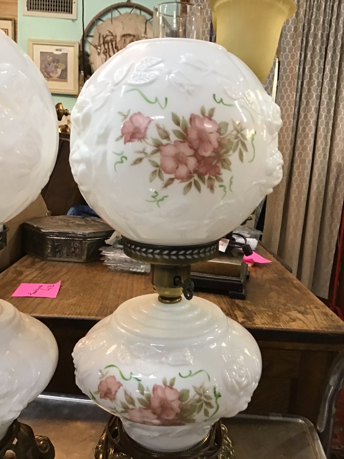 Pair of Fenton Gone With The Wind Lamps
