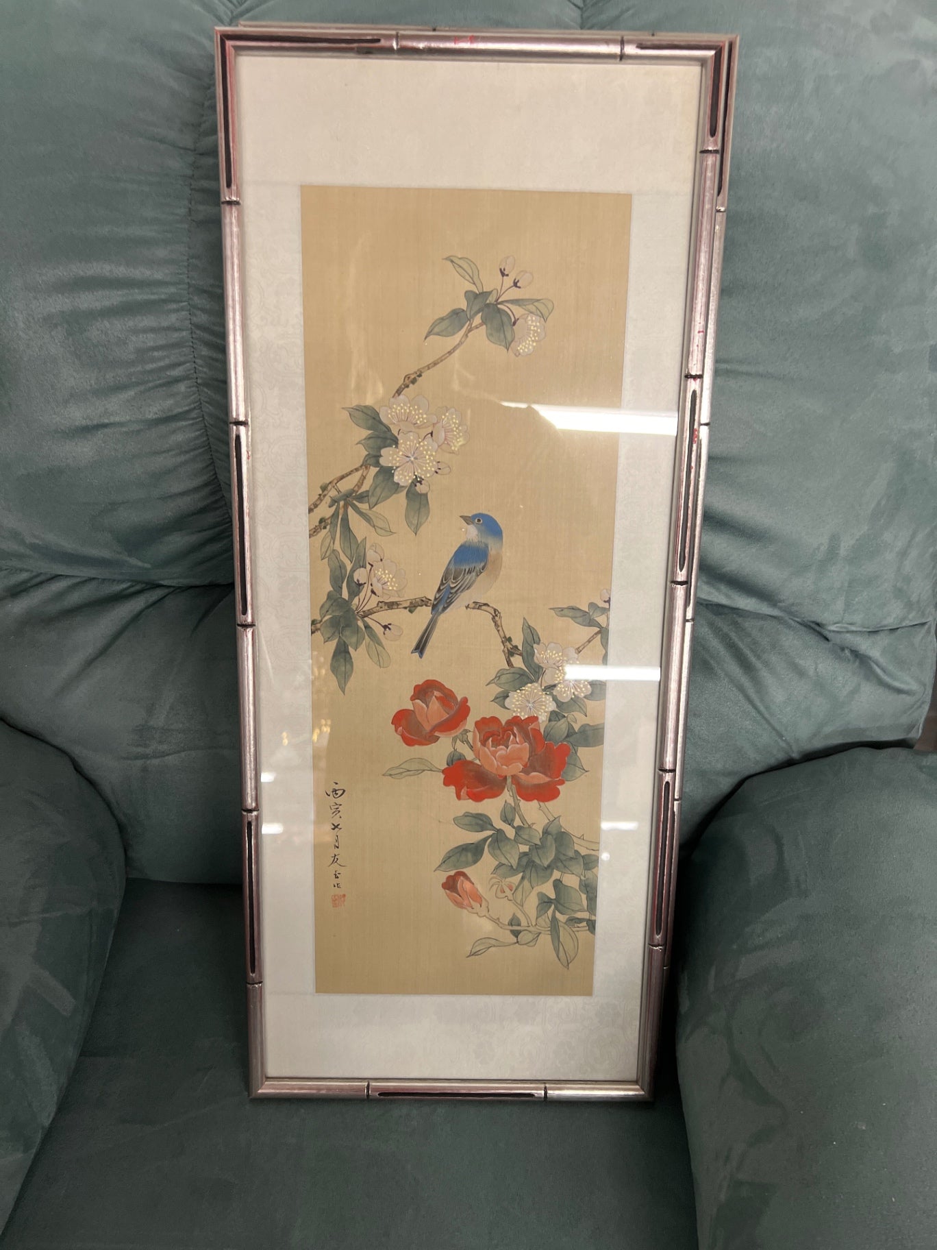 Asian Magnolia with Blue Bird Set of 2