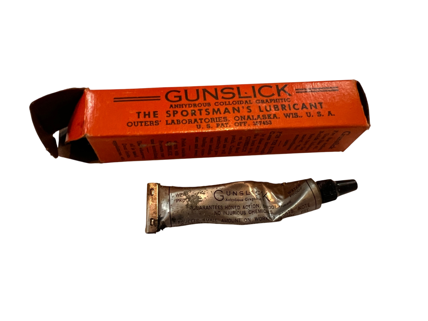 Vintage Gunslick Sportsman’s Lubricant Tube w/ Original Box – Anhydrous Graphite Gun Oil – 1950s Hunting Gear