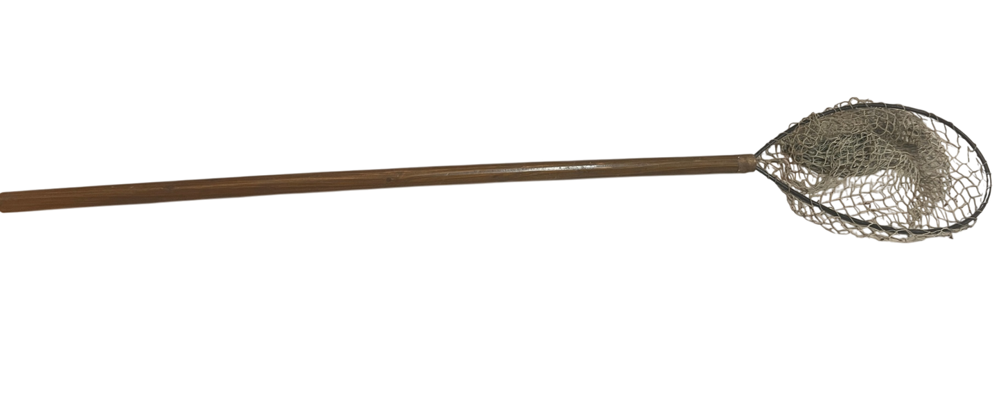 Fishing Net Hand Tool Brown and Metal Wood, Metal, Mesh Netting