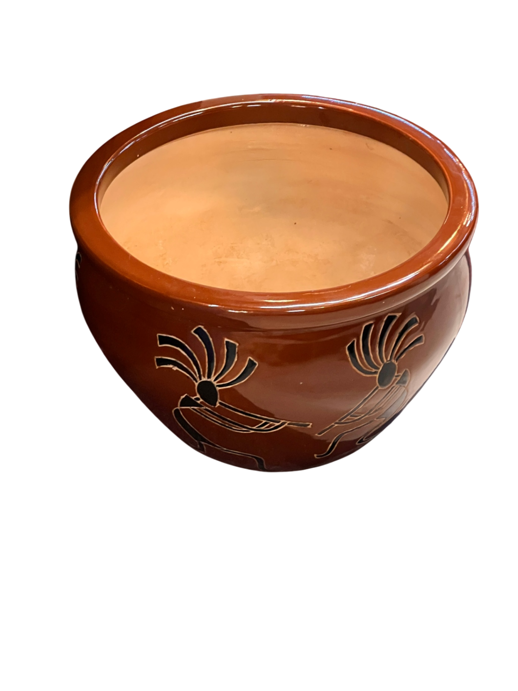 Southwestern-Style Terracotta Planter with Kokopelli Design