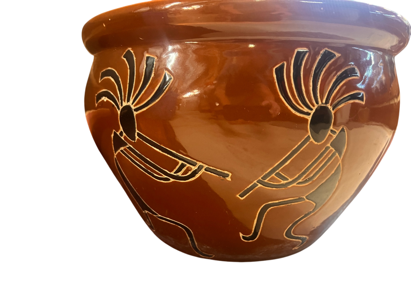Southwestern-Style Terracotta Planter with Kokopelli Design