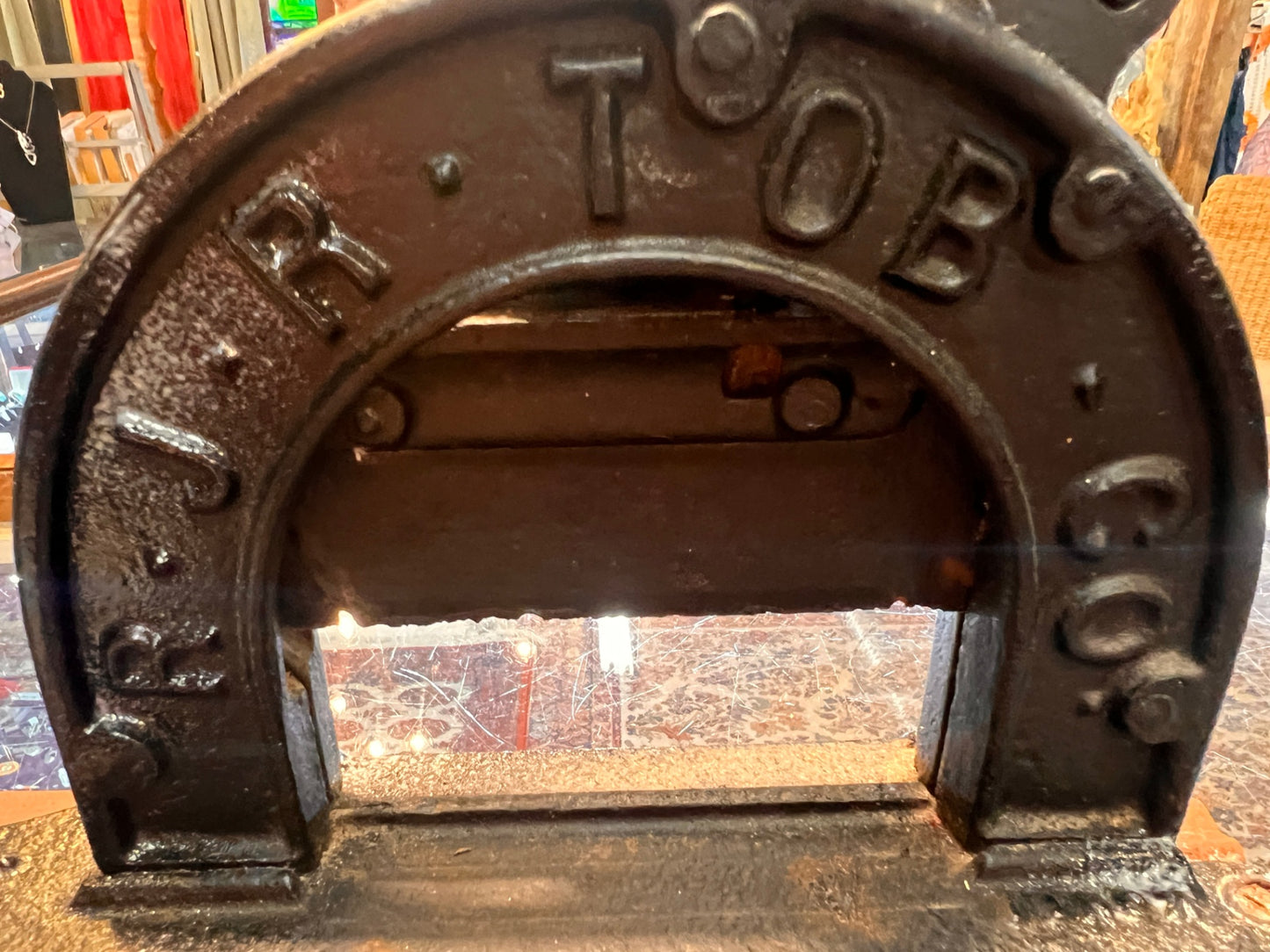Antique Brown’s Mule Tobacco Cutter – R.J.R. TOB. CO. – Cast Iron Model 3019 w/ 3017 Part – Original Board – 1" & 2" Marks