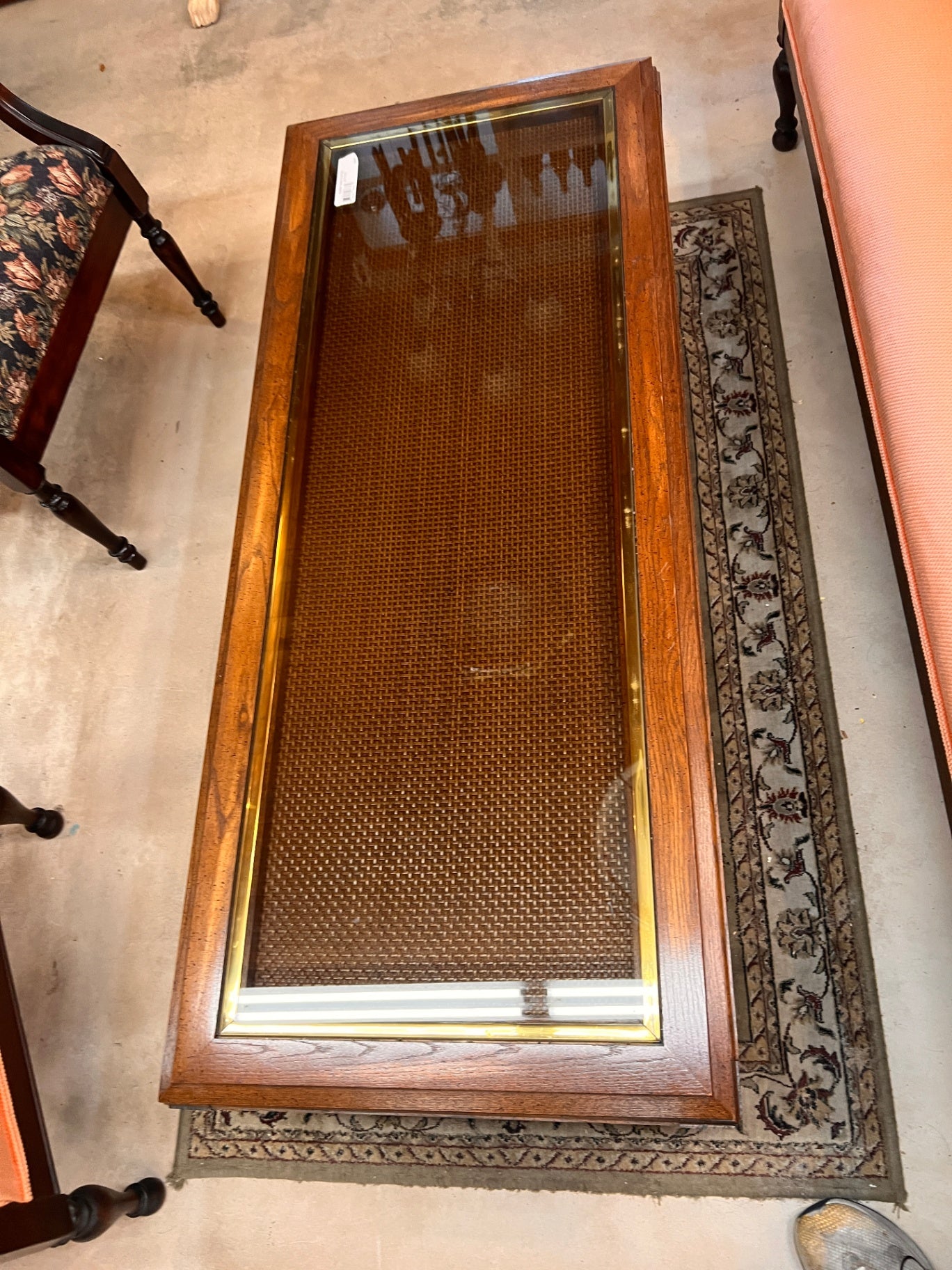 Coffee Table Rattan & Glass Style