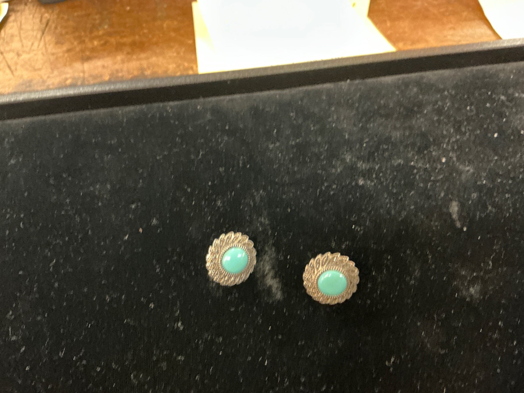 Vintage Navajo Sterling Silver Turquoise Cluster Oval Stud Earrings