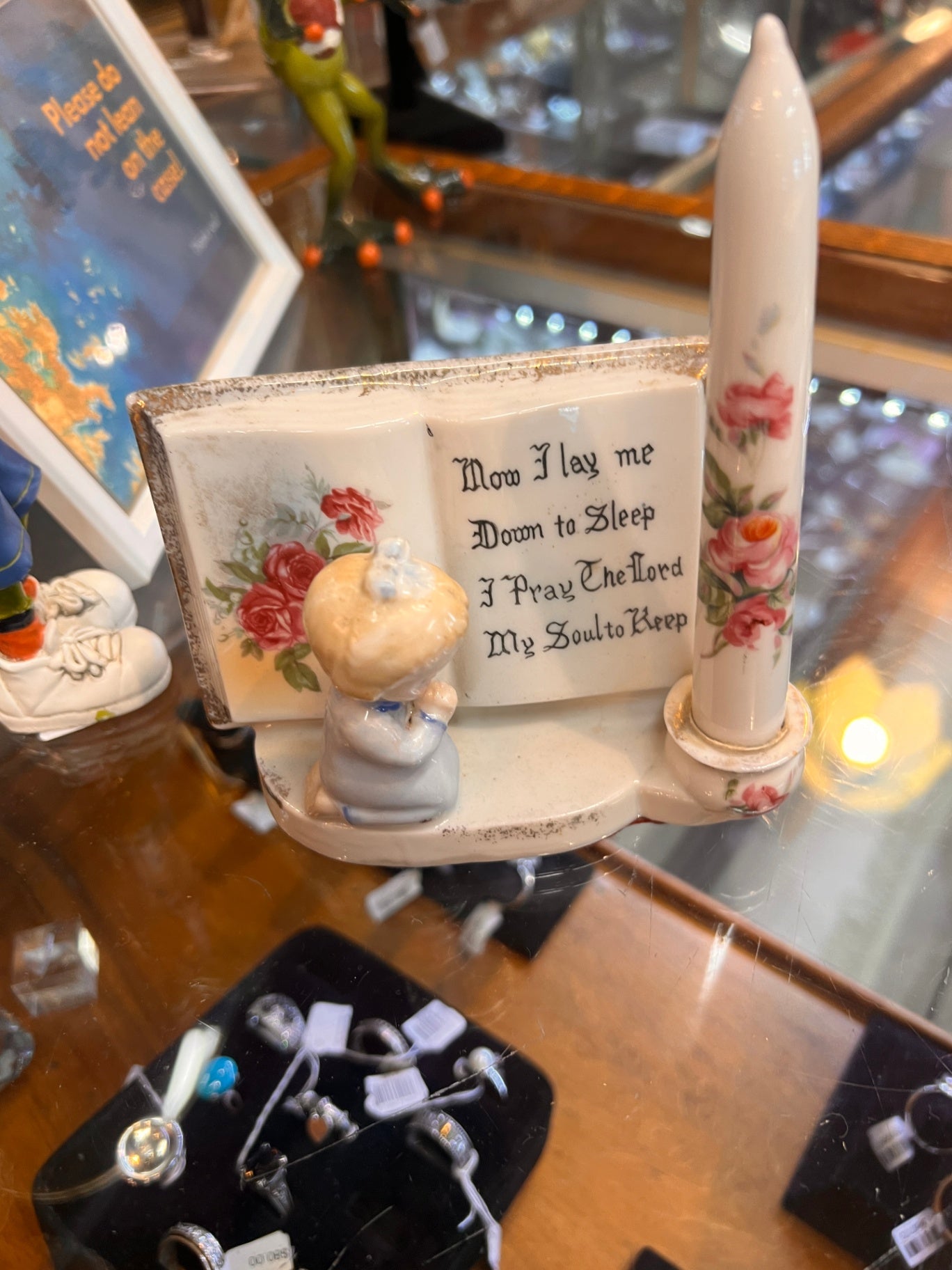 Vtg Lipper and Mann Praying Child Porcelain Planter Candle Holder w Candle 1956