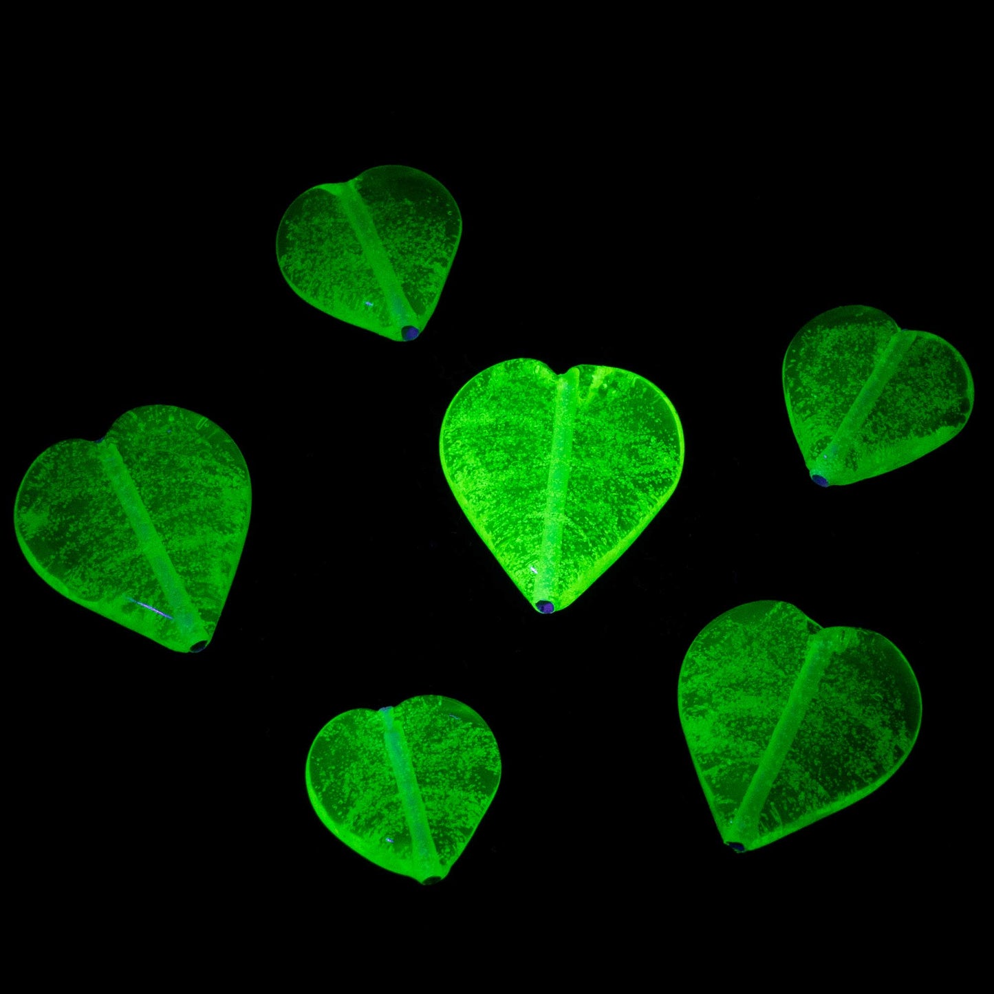 OUTLET 1 pcs Lampwork Handmade Heart Beads, 19 x 19 mm, Transparent Yellow Glow Stripes (80130-88035), Glass, Czech Republic
