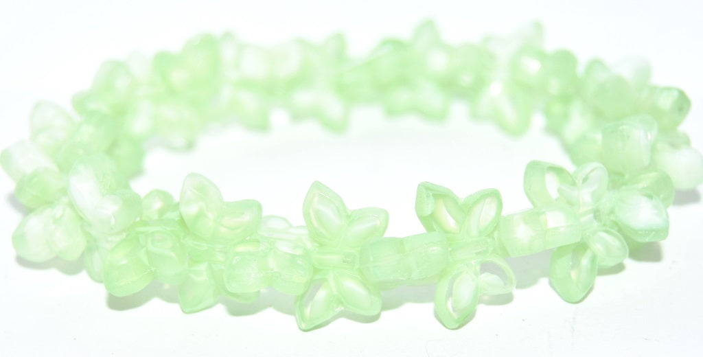 Table Cut Butterfly Beads, Opal Green Matte (5201000-M), Glass, Czech Republic