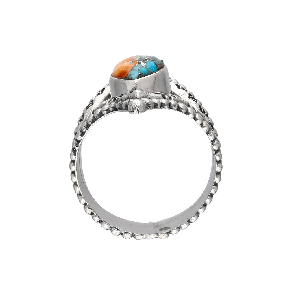 Oyster Copper Turquoise Sterling Silver Statement Ring: 10