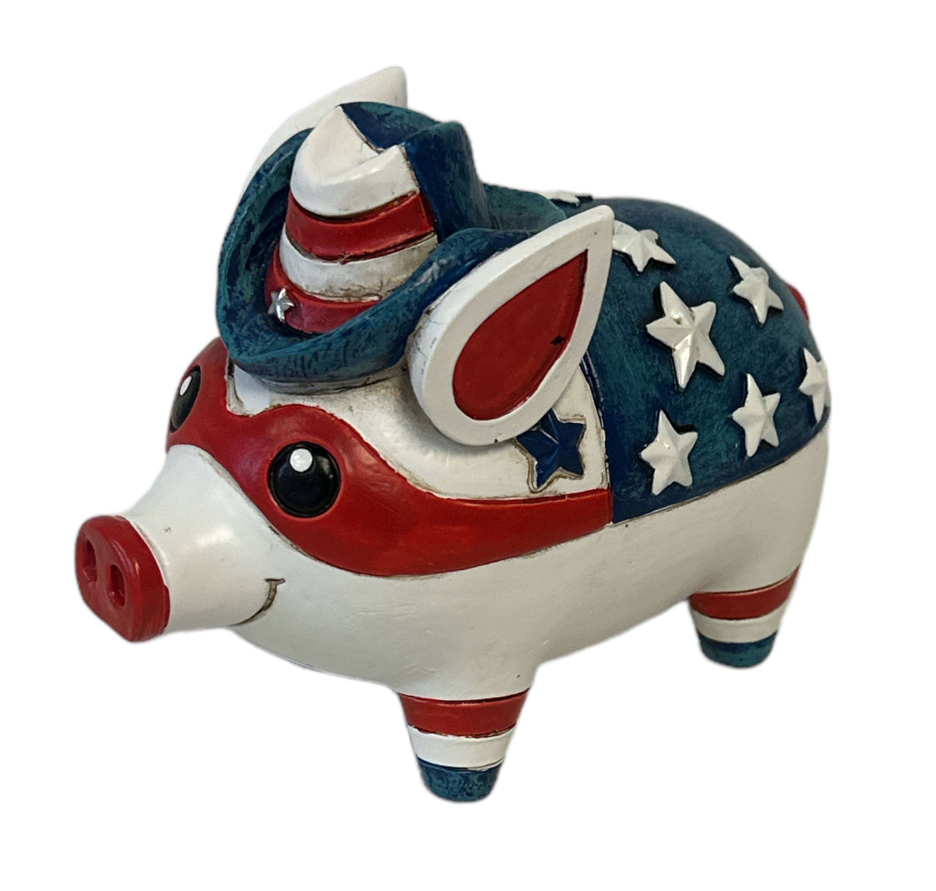 Red White & Blue America Pig Farmhouse Country Figurine