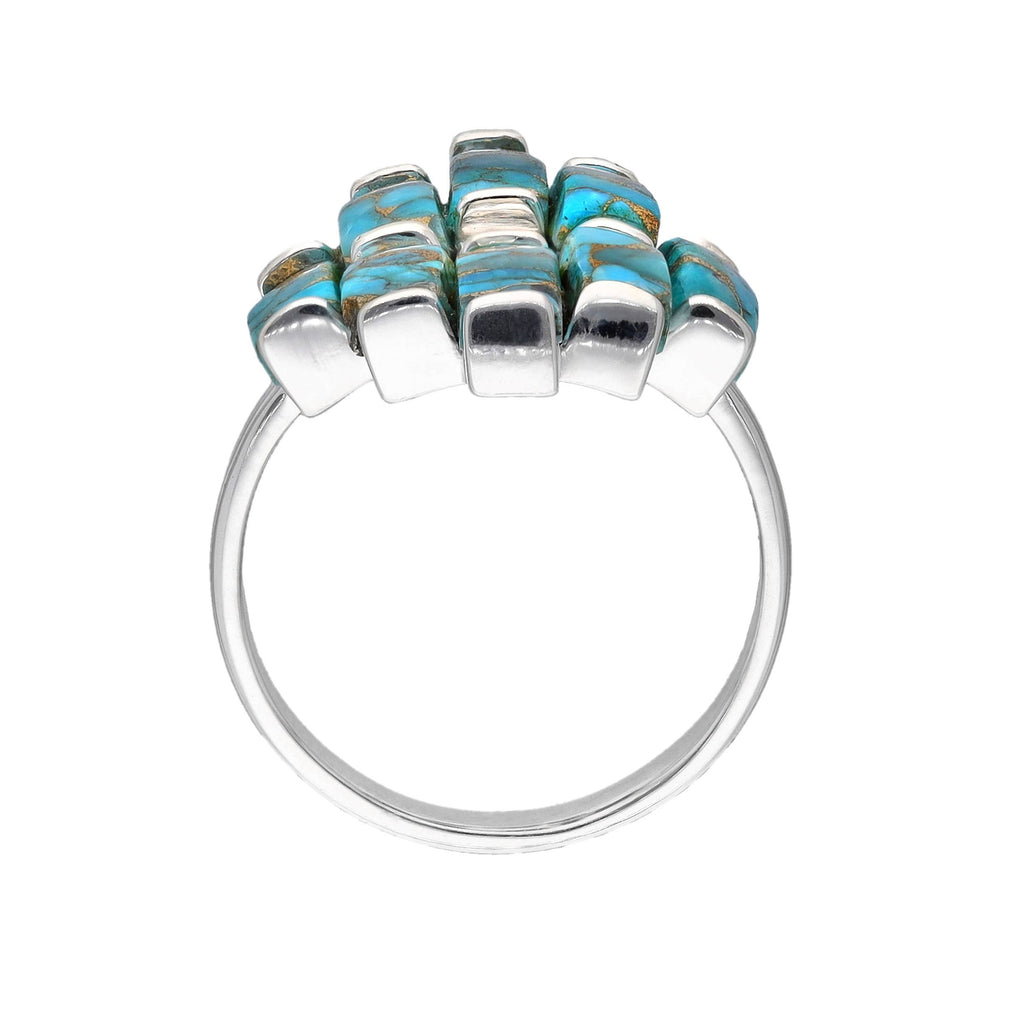 Blue Mohave Turquoise 925 Sterling Silver Statement Rings: 7