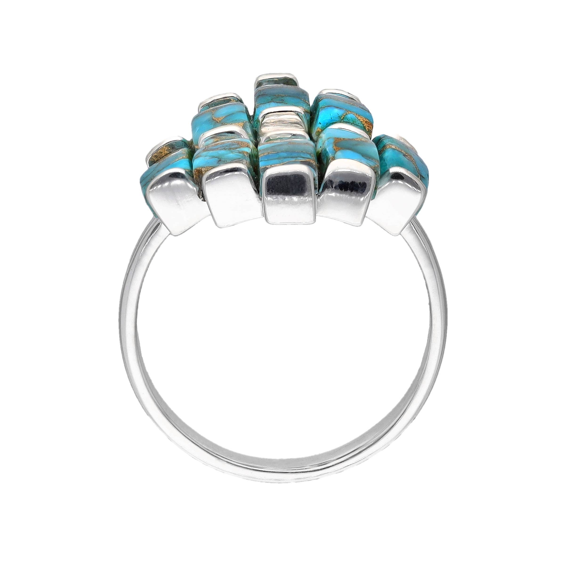Blue Mohave Turquoise 925 Sterling Silver Statement Rings: 7