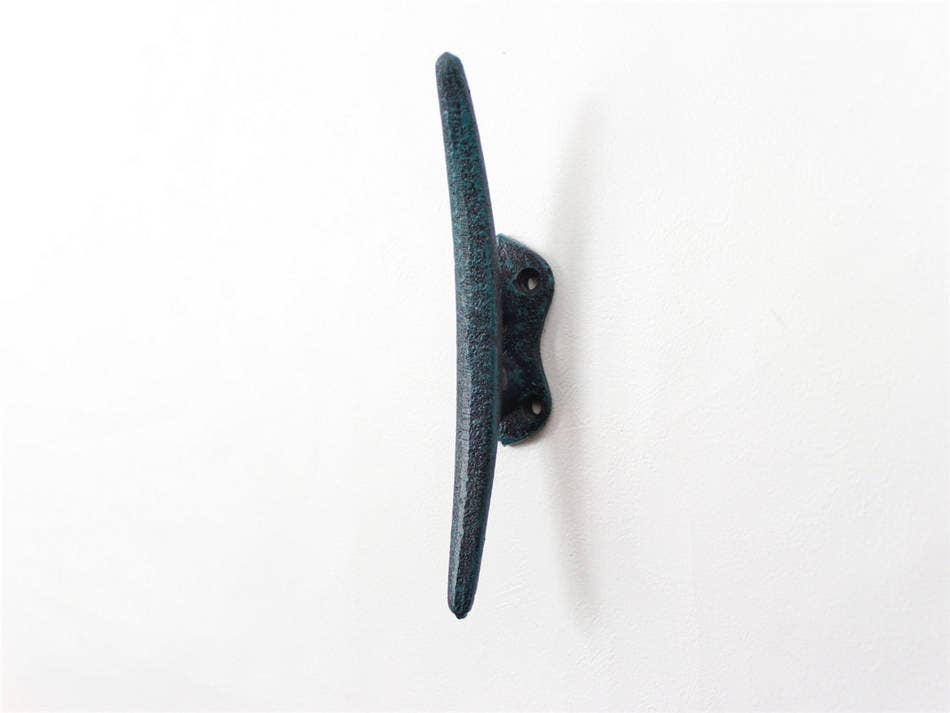 Seaworn Blue Cast Iron Cleat Wall Hook 6"