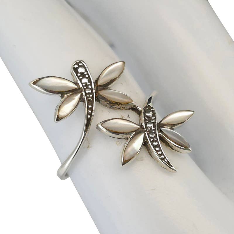 Dragonfly Sterling Silver Mother-of-Pearl Ring: 7