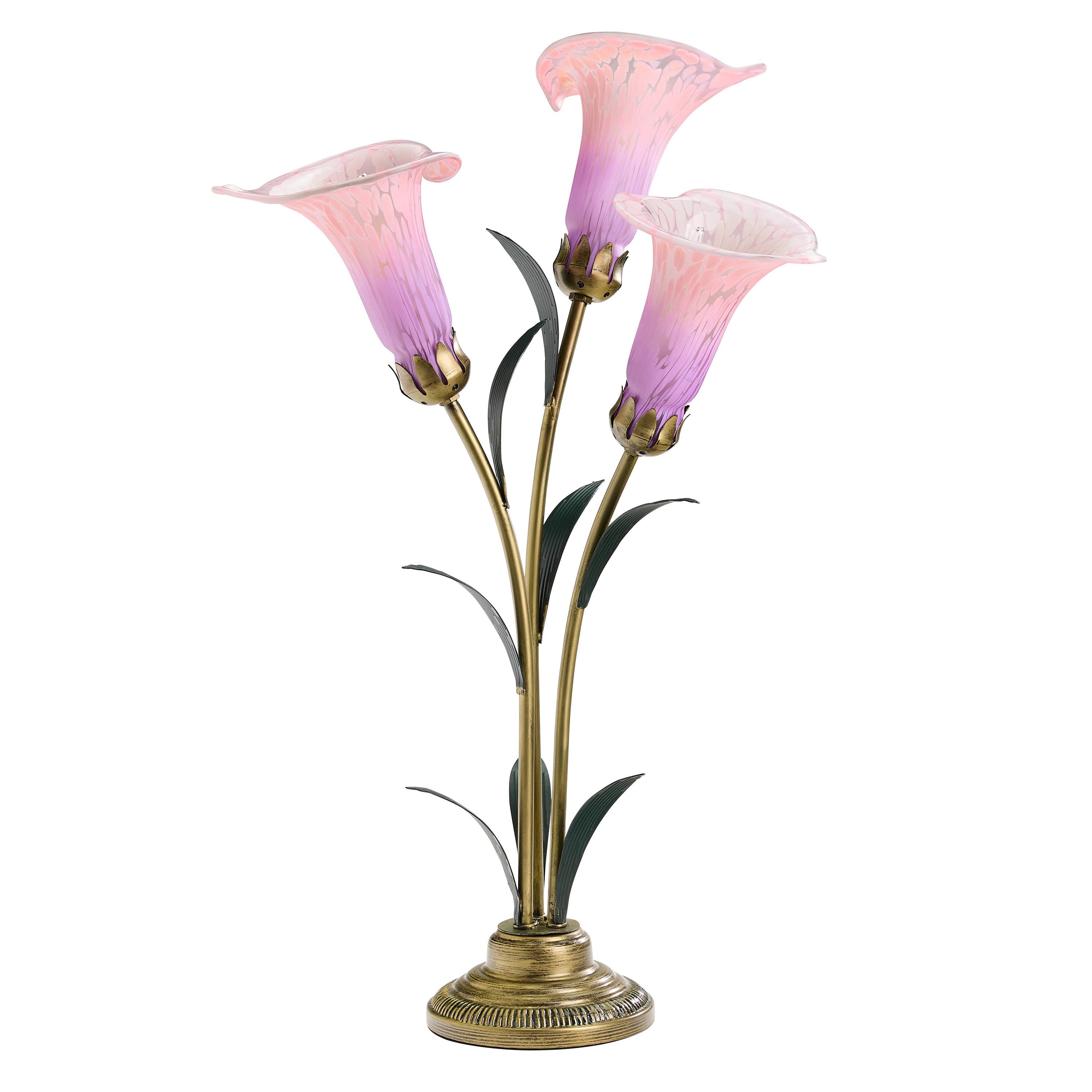 23.5"H Pink 3 Shade Handblown Glass Calla Lily Table Lamp