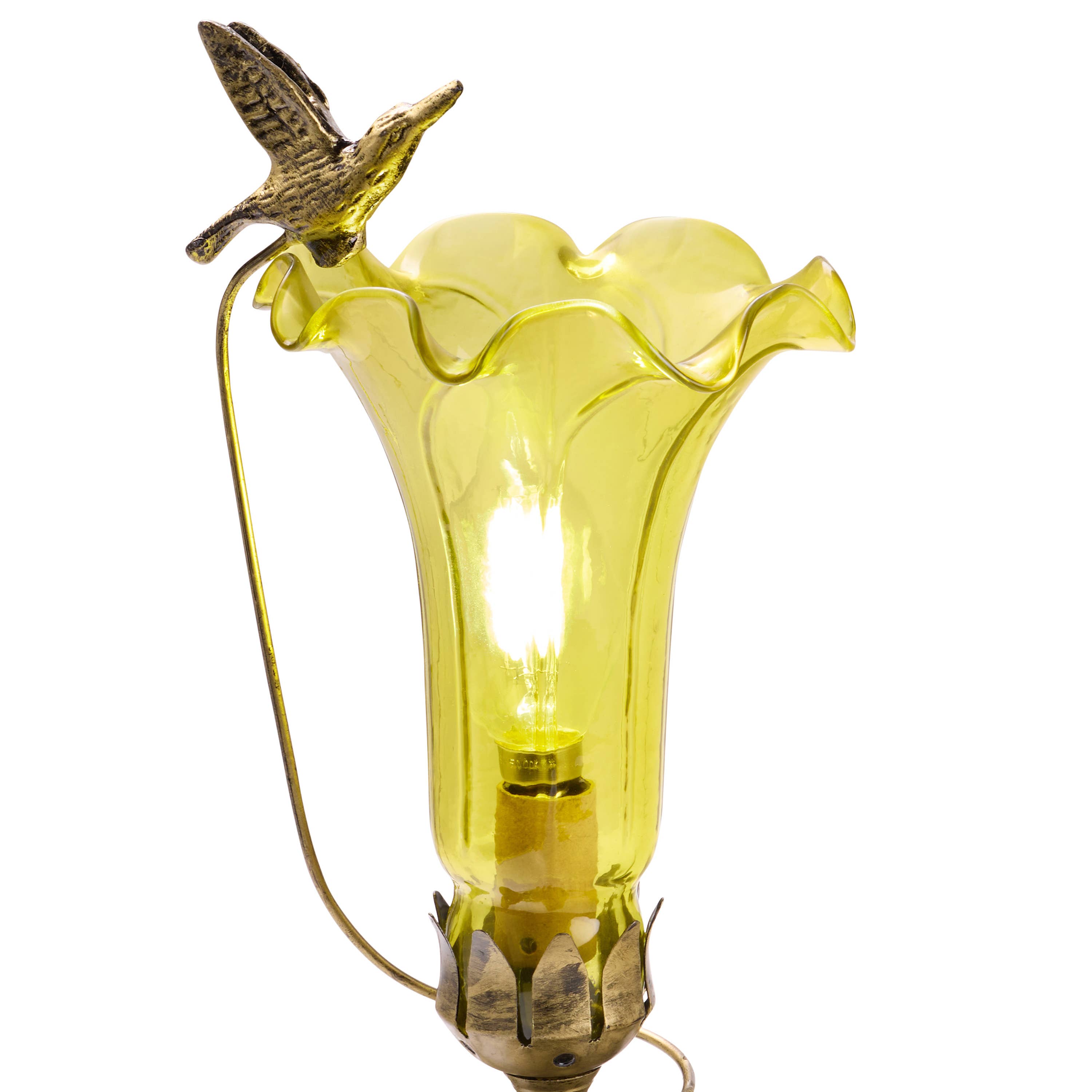 10.25"H Yellow Hand Blown Glass Lily Accent Lamp