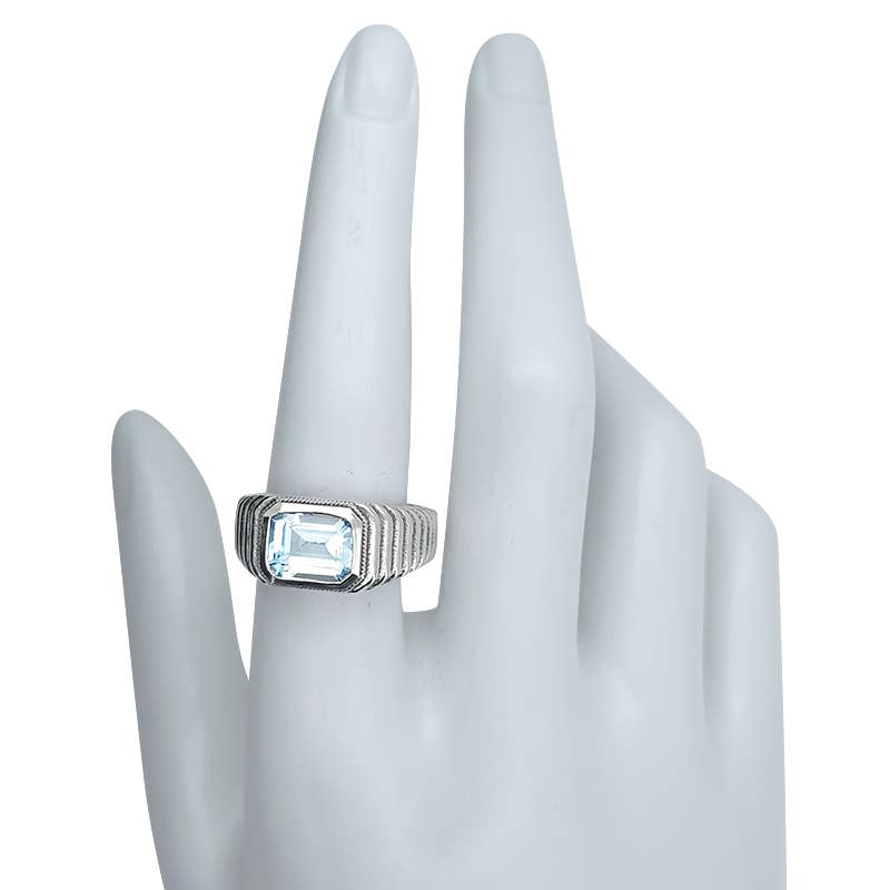 Faceted Blue Topaz Sterling Silver Ring: 7