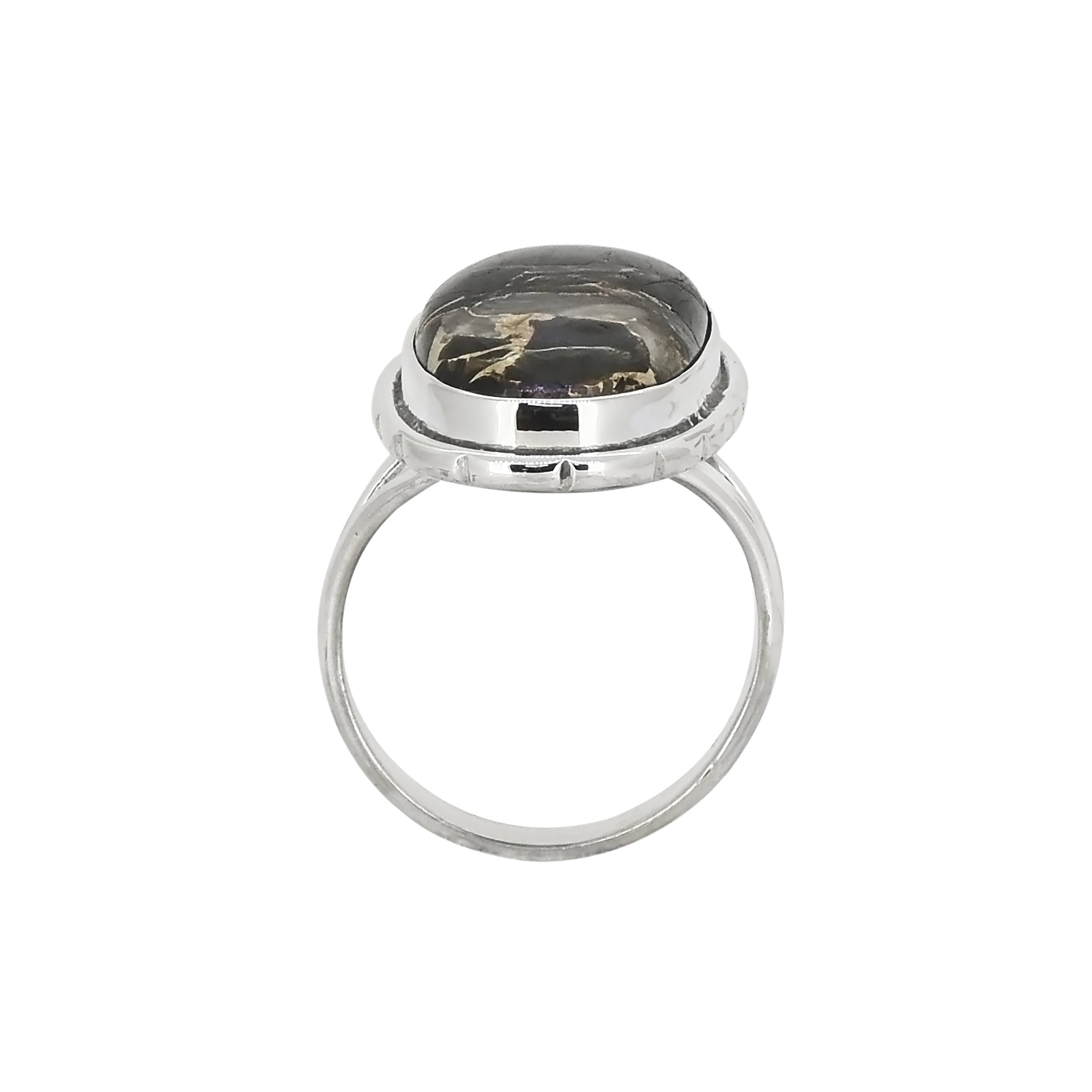 925 Sterling Silver Black Copper Onyx Statement Ring: 6