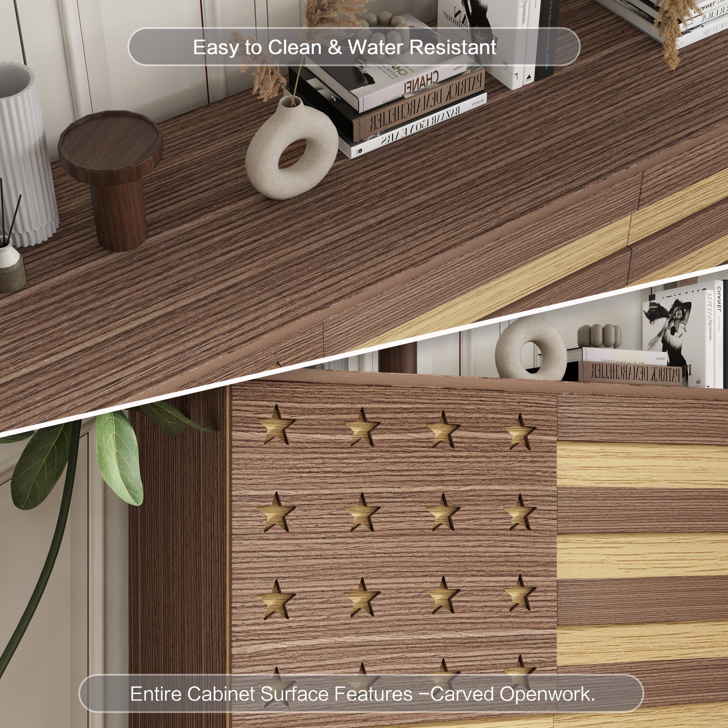 55" Buffet Sideboard Cabinet with Hand-Carved Detail