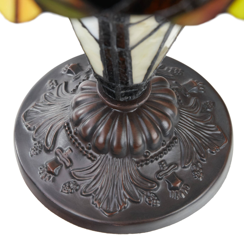24.5" Halston Amber Double Lit Stained Glass Table Lamp