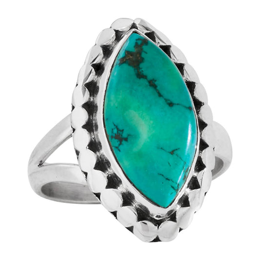 Mandorla Sterling Silver Turquoise Ring: Turquoise / 8 / Bohemian