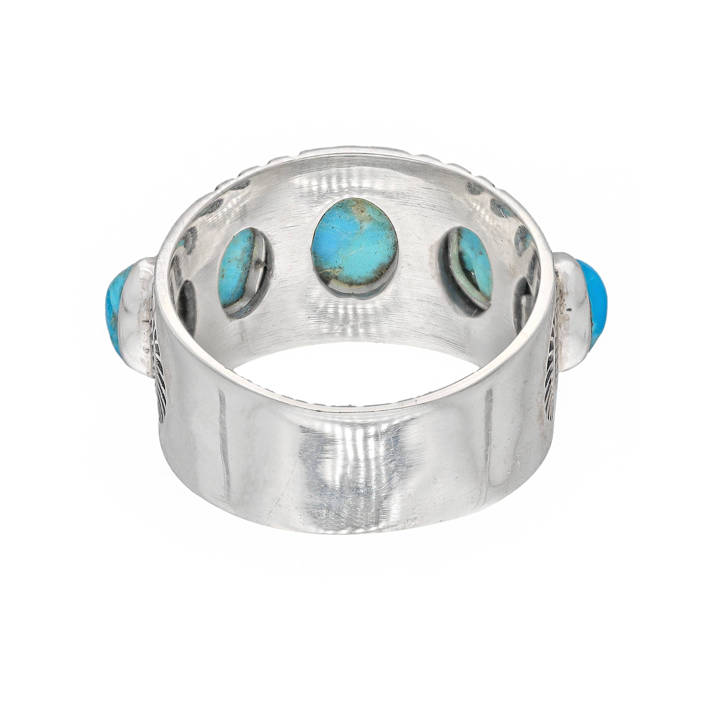 Blue Mohave Turquoise Sterling Silver Statement Rings: 7