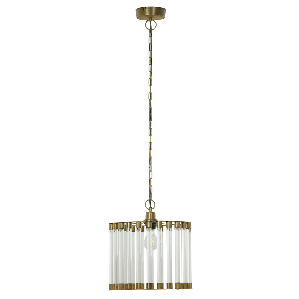 13"W Clear & Gold Glass and Metal Pendant Light