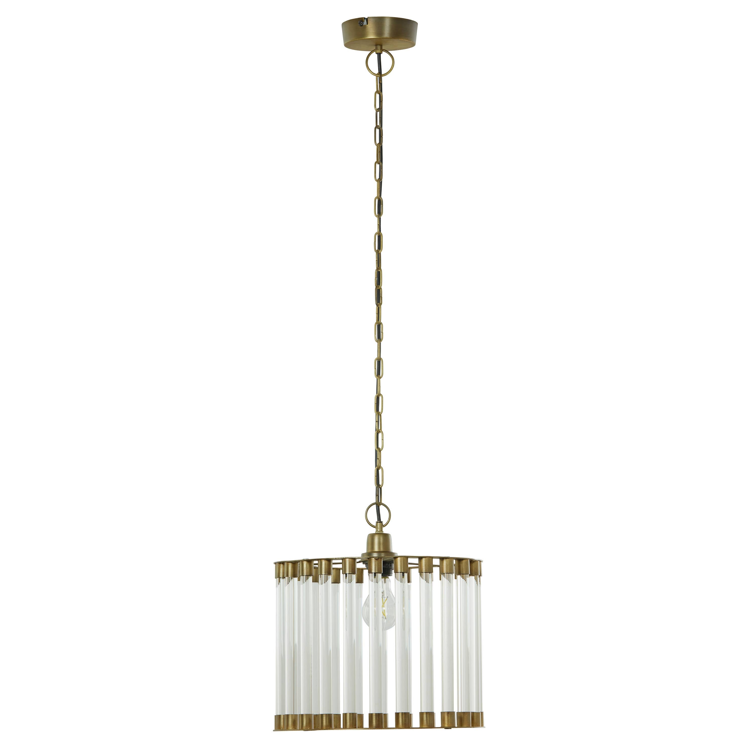 13"W Clear & Gold Glass and Metal Pendant Light