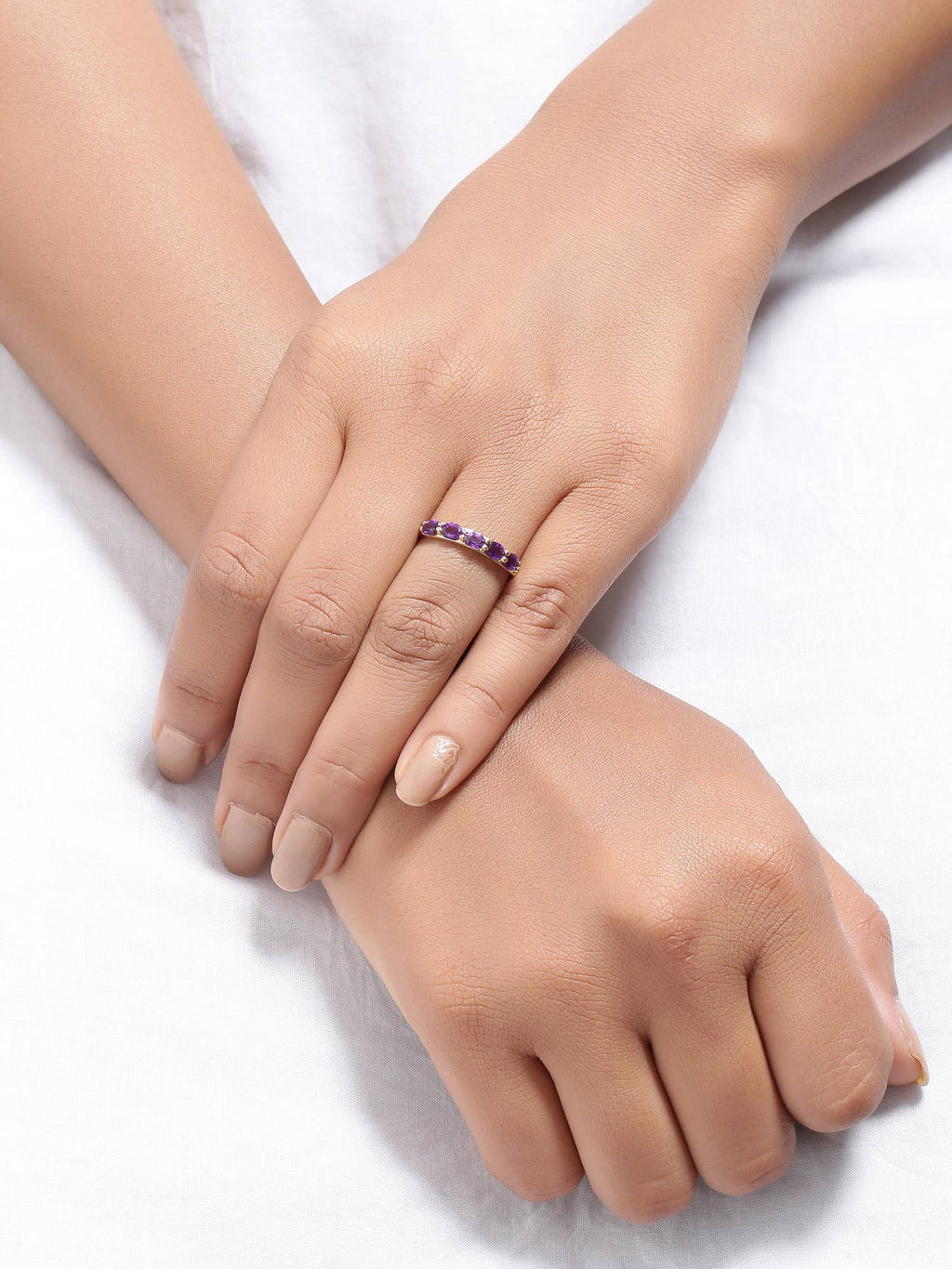 10K Yellow Gold Amethyst Solitaire Ring: 7
