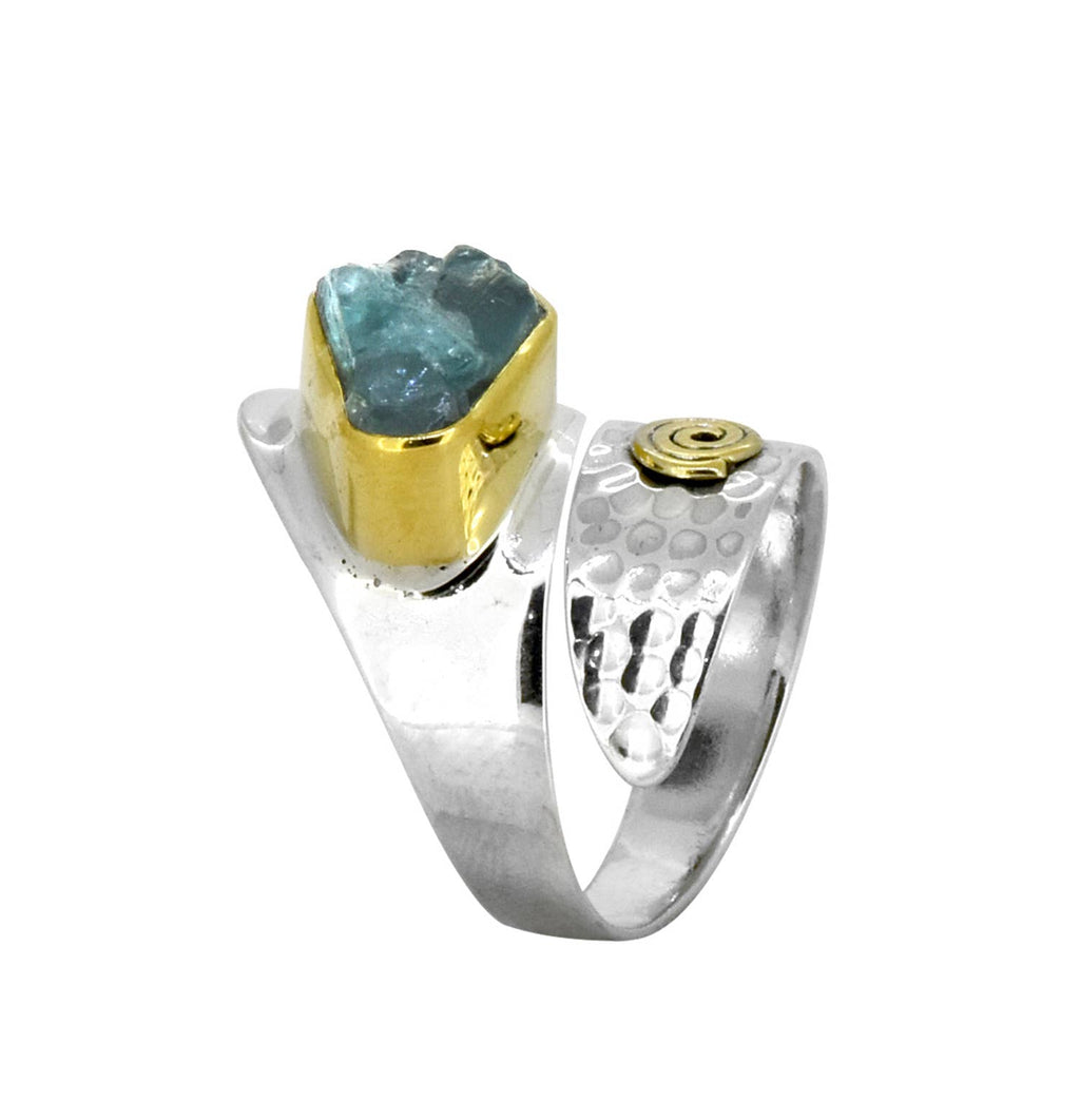 Raw Neon Apatite 925 Sterling Silver Brass Stylish Ring: 9