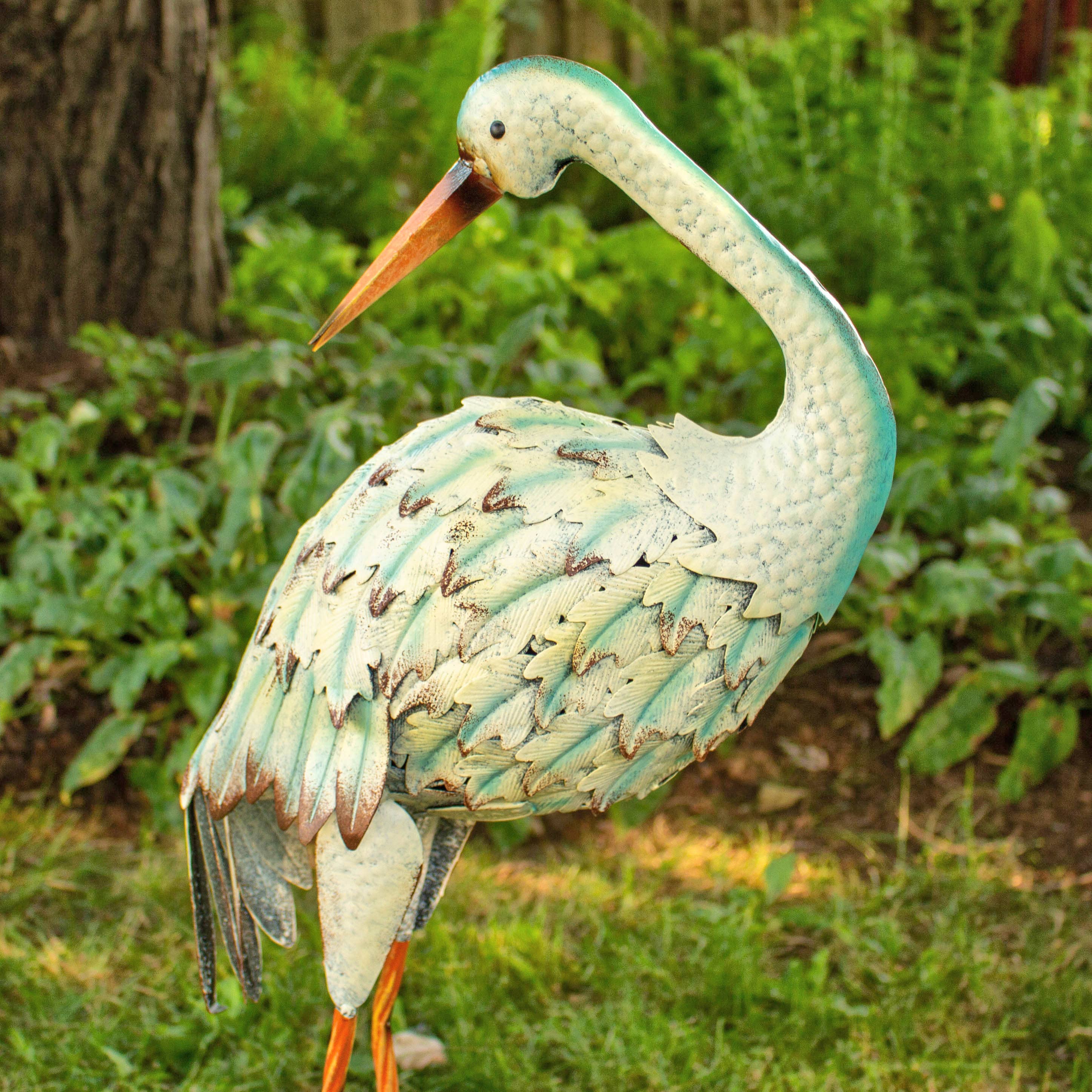 Iron Great White Heron Yard Figurines in 6 Assorted Styles