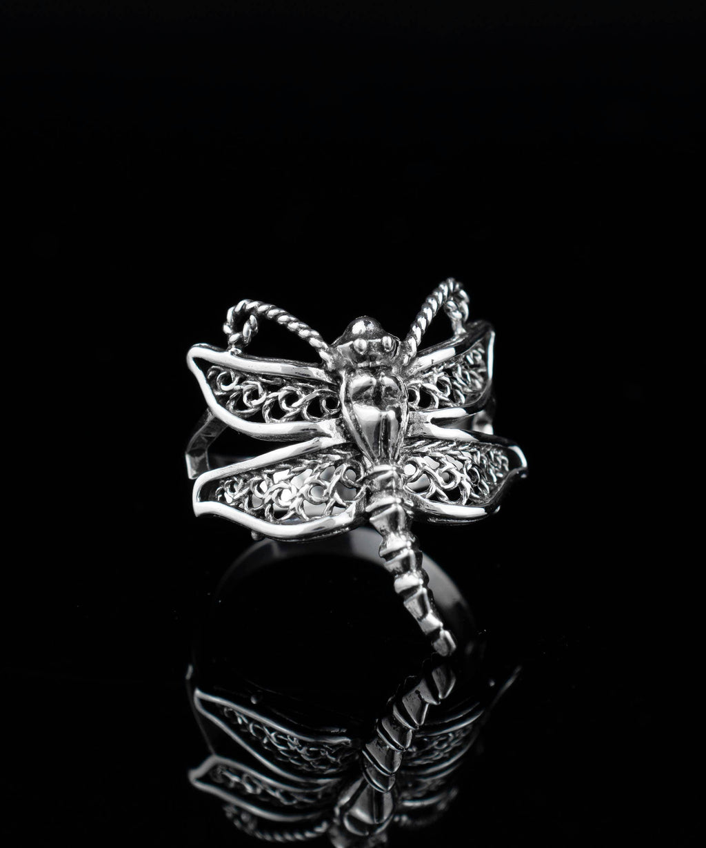 Art Dragonfly Figured Women Silver Ring: No Gemstone / 7