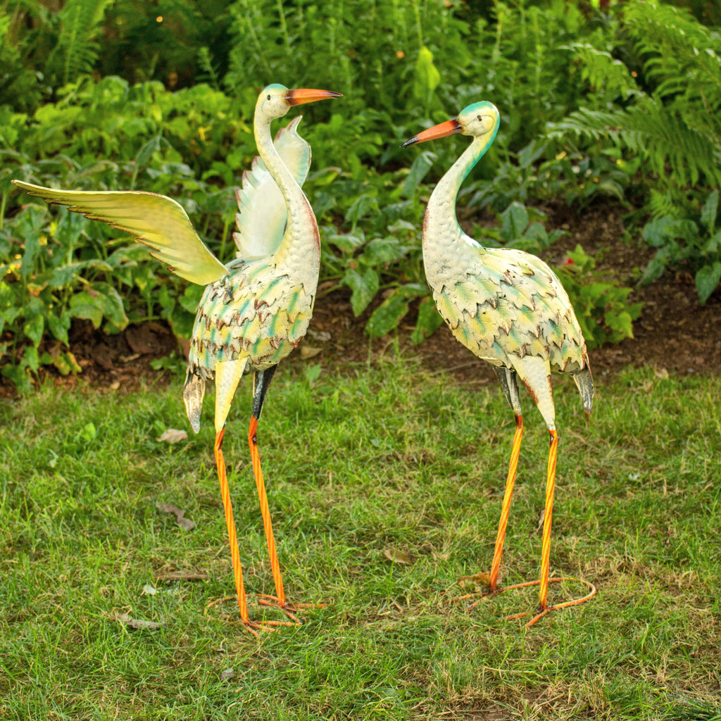 Iron Great White Heron Yard Figurines in 6 Assorted Styles