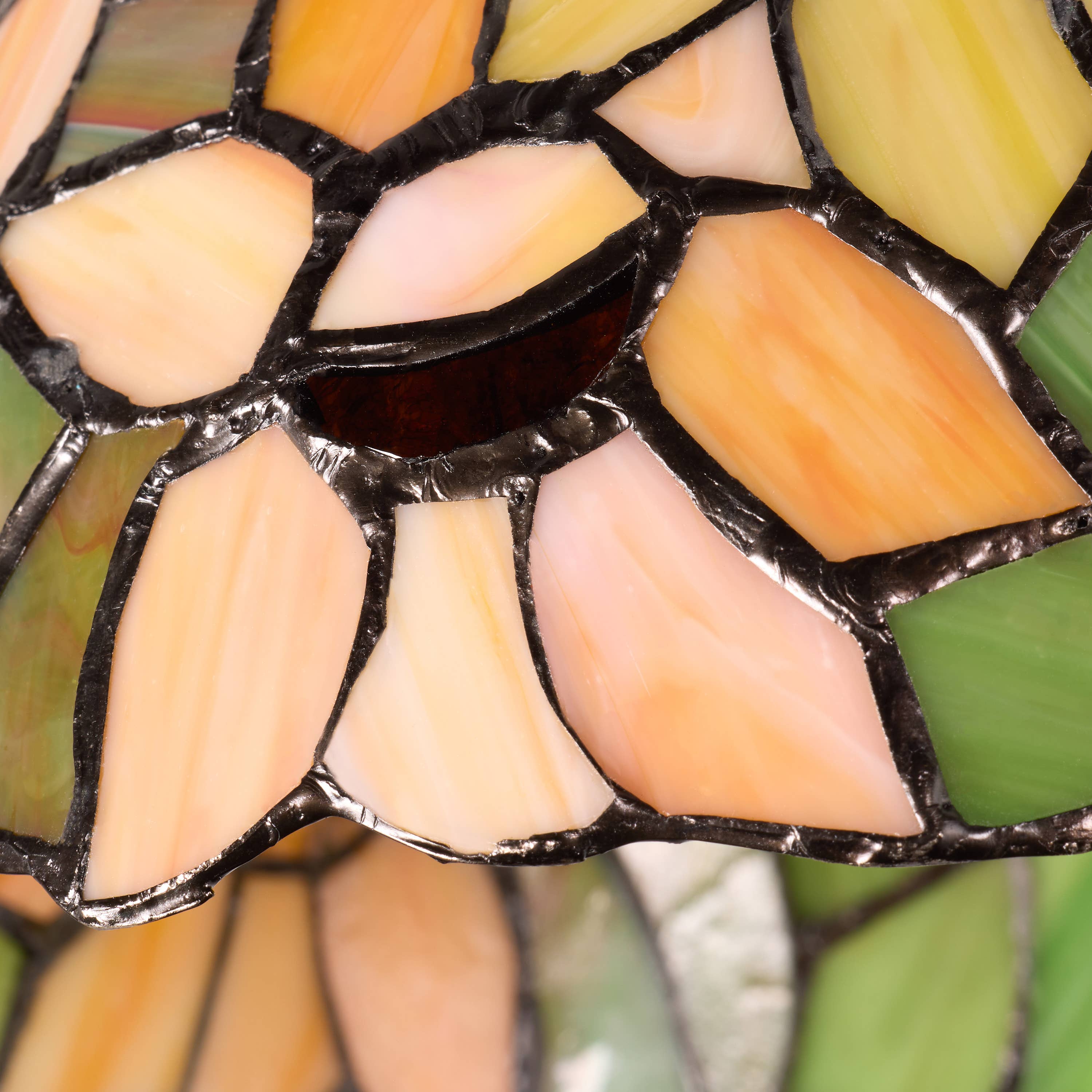 10"W Yellow Sunflowers Stained Glass Dome Shade Pendant
