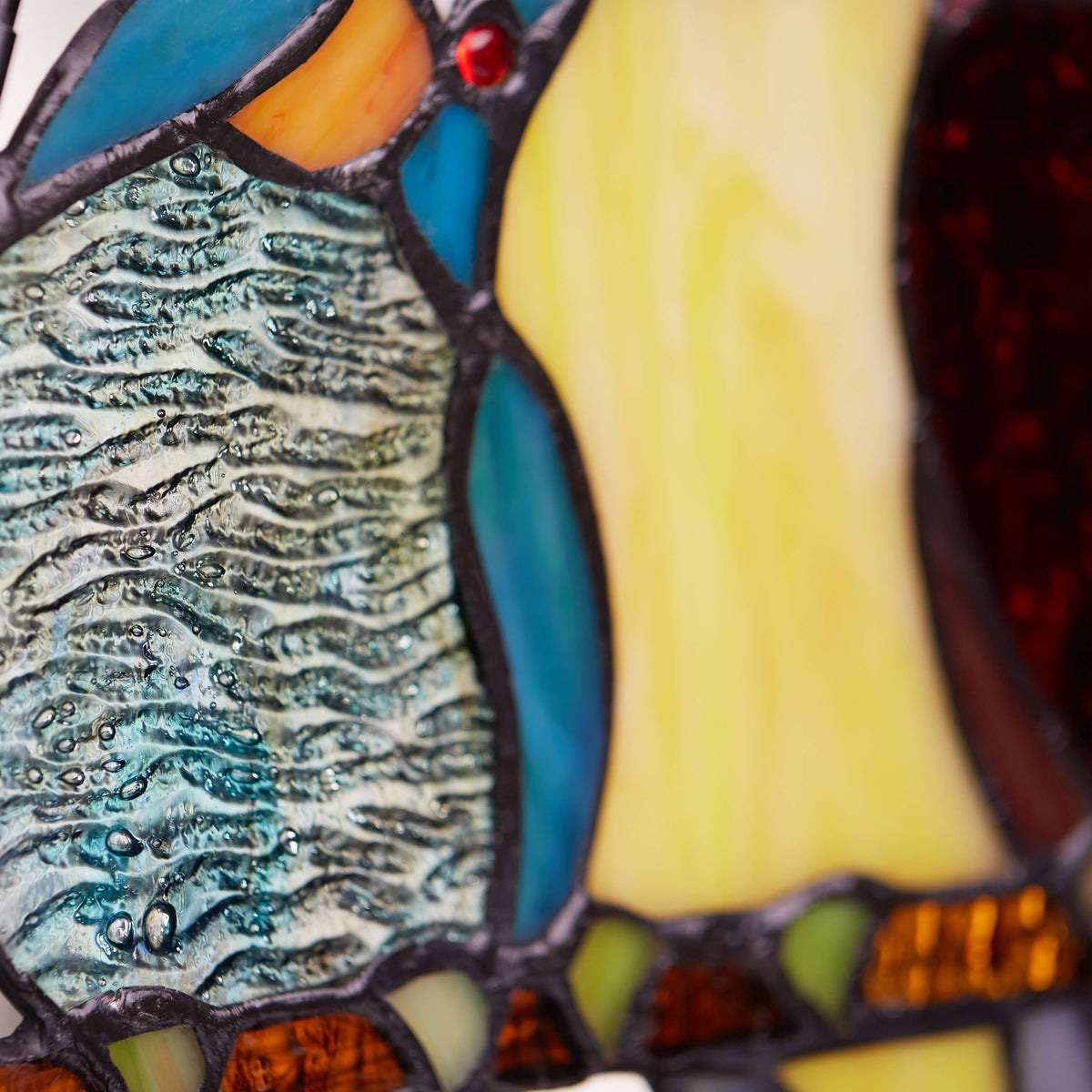 15" Birds in Love Stained Glass Window Panel