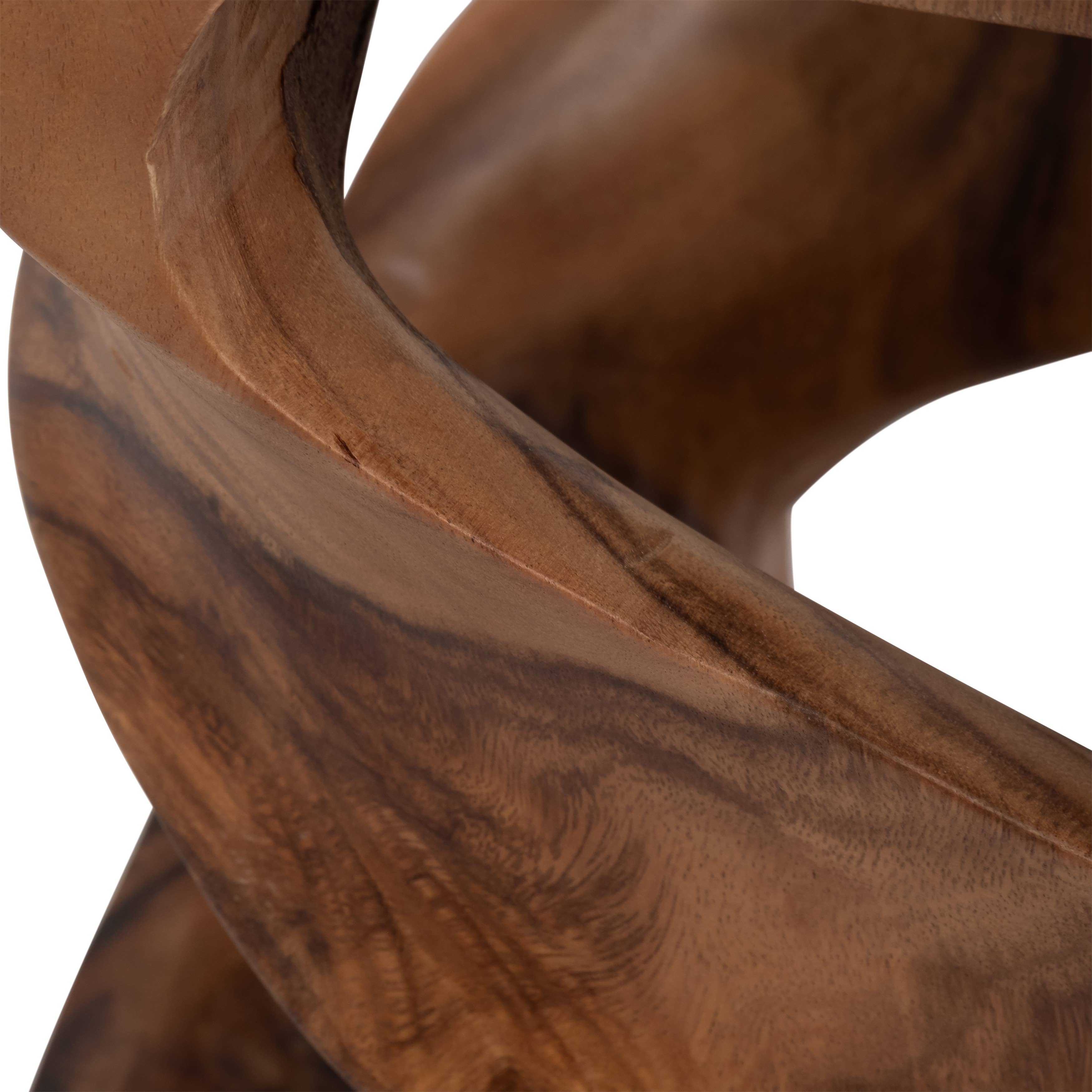 Side Table - Brown Wood Rectangular Unique Twisted, 18 in.