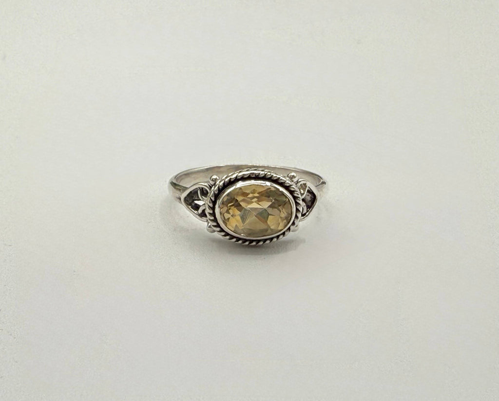 Citrine Semi-Precious Gemstone SterlingSilver/925 Ring: 8