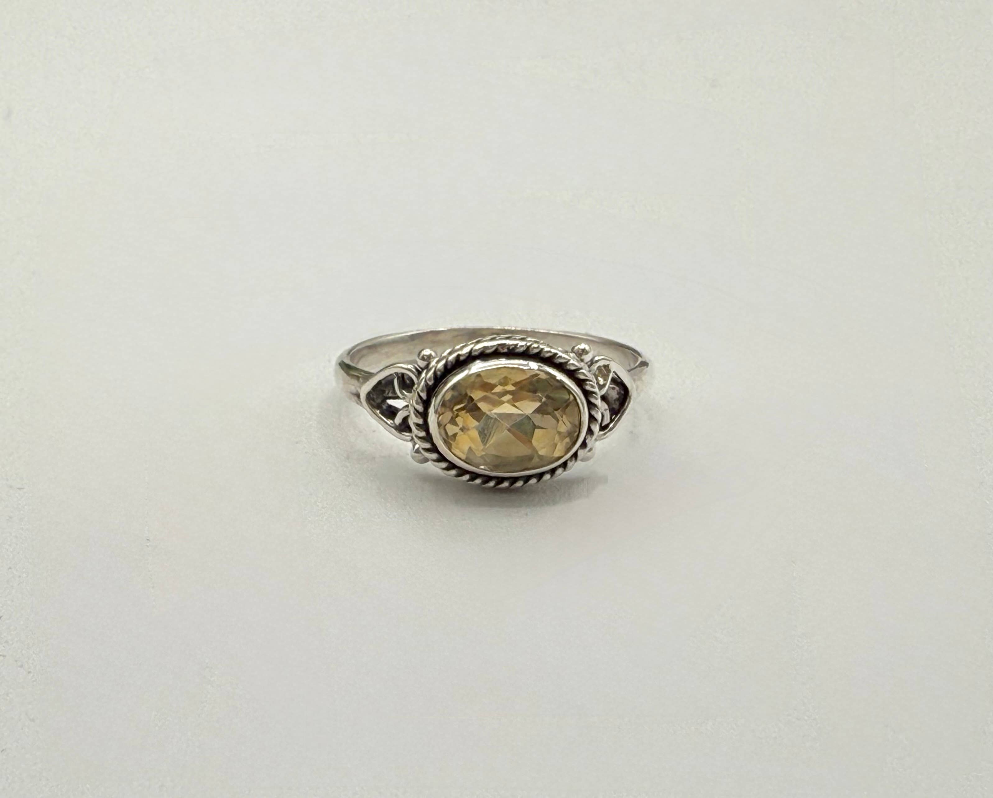 Citrine Semi-Precious Gemstone SterlingSilver/925 Ring: 8