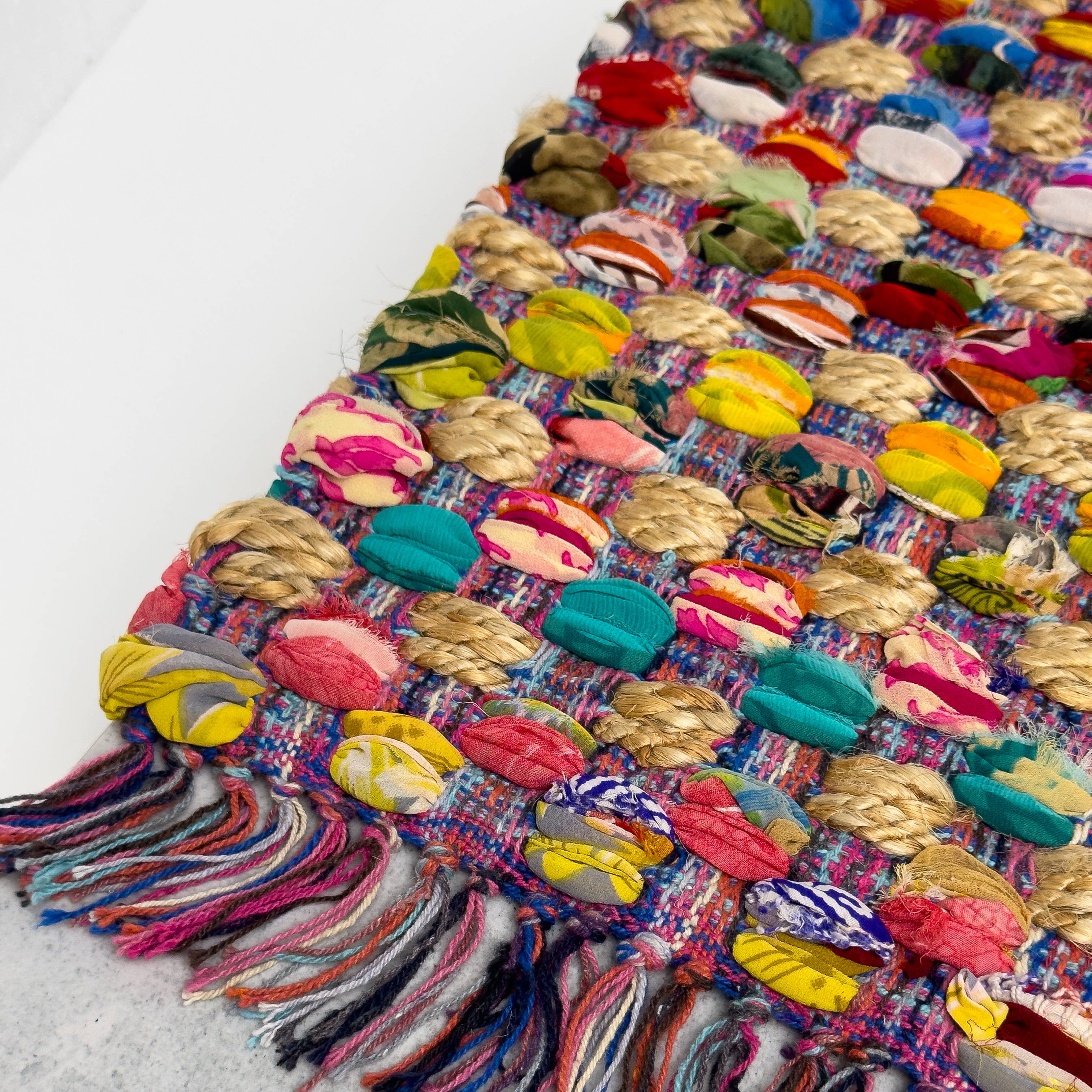 Colorful Jute Rug with Fringe