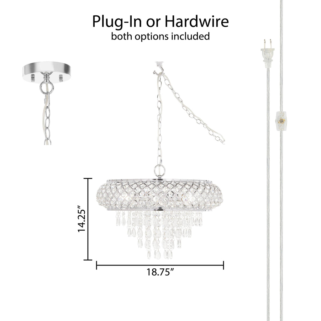 19" Chrome and Faceted Crystal Glam Chandelier