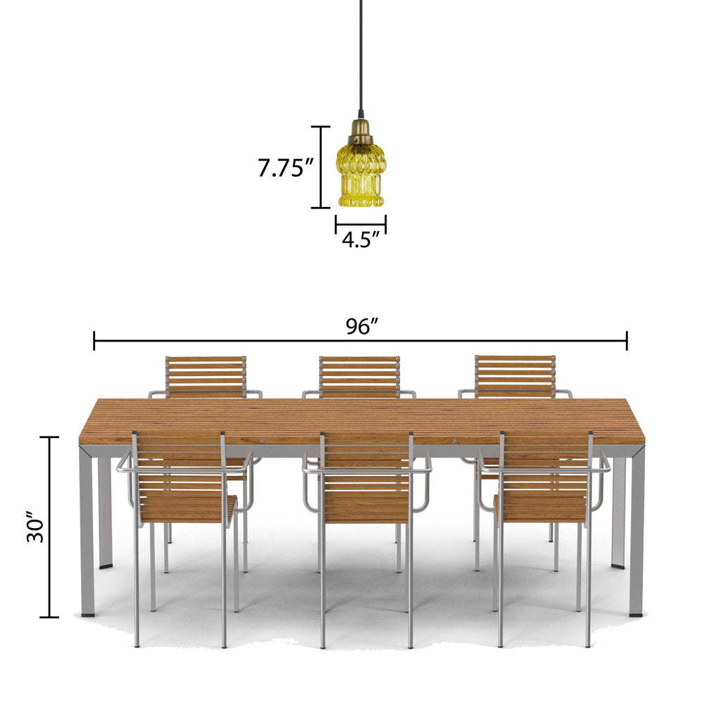 4.5"W 1-Light Gillian Glass and Metal Pendant: Yellow