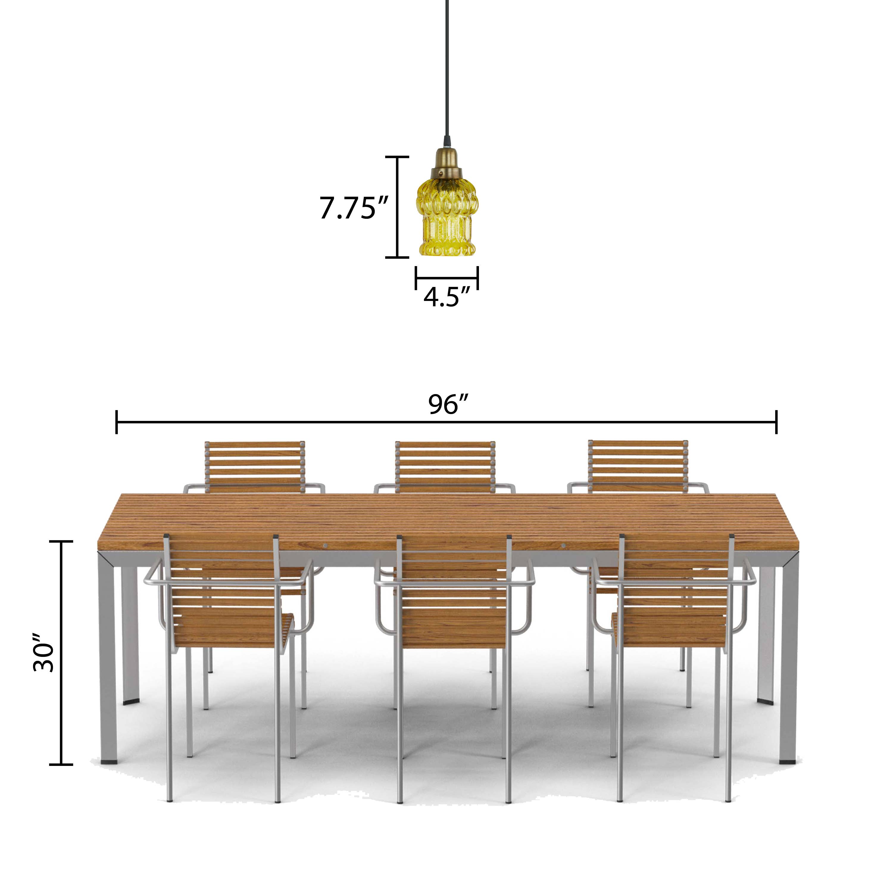 4.5"W 1-Light Gillian Glass and Metal Pendant: Yellow