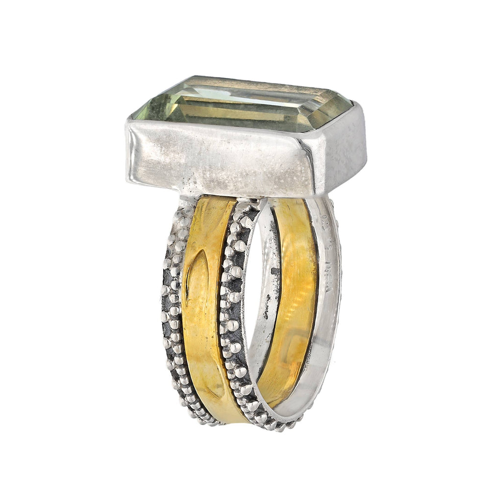 925 Sterling Silver Verdant Sovereign Green Amethyst Ring: 9