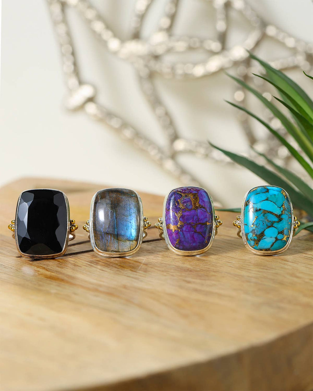 Labradorite 925 Sterling Silver Ring With Brass Accents: 7