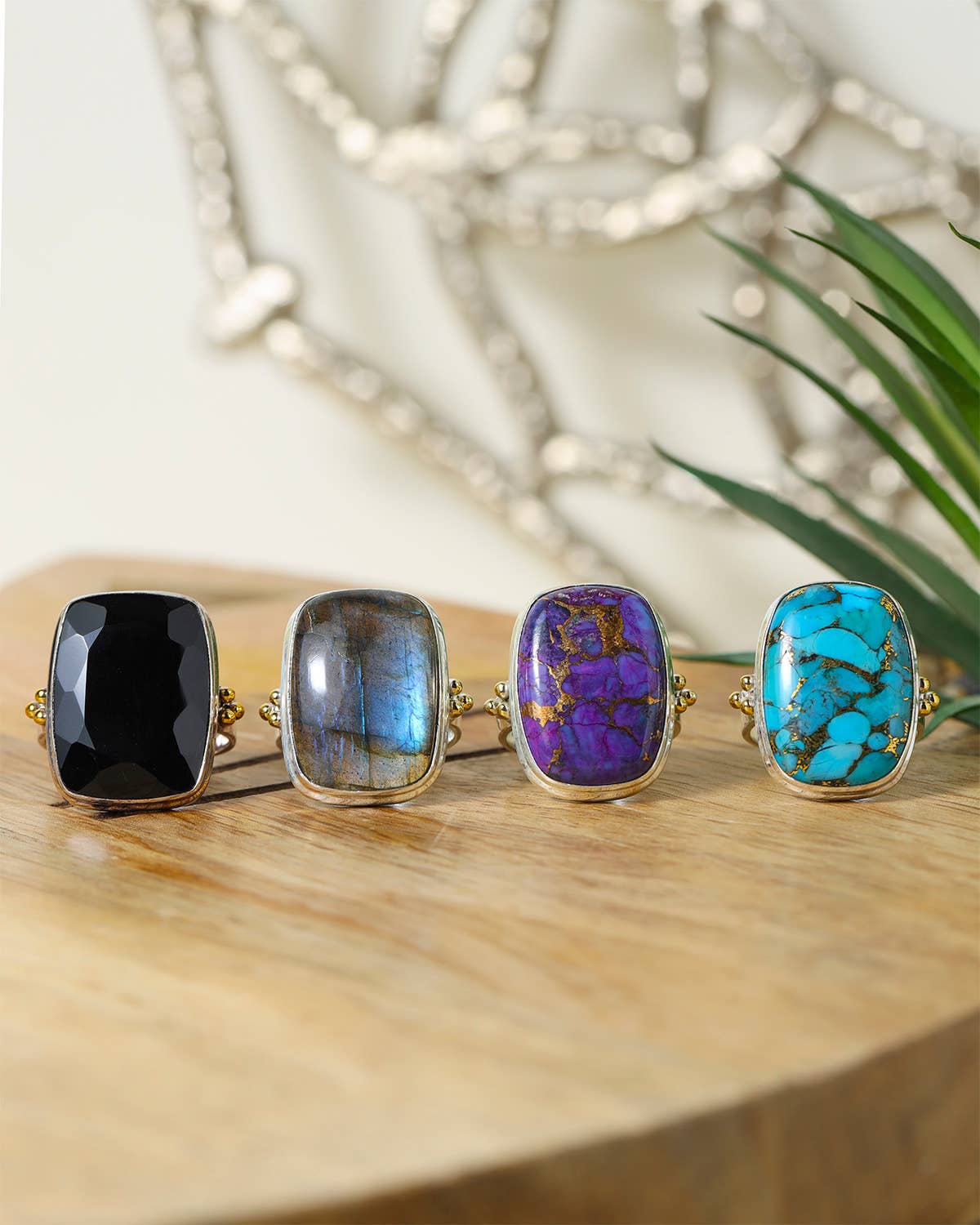 Labradorite 925 Sterling Silver Ring With Brass Accents: 7